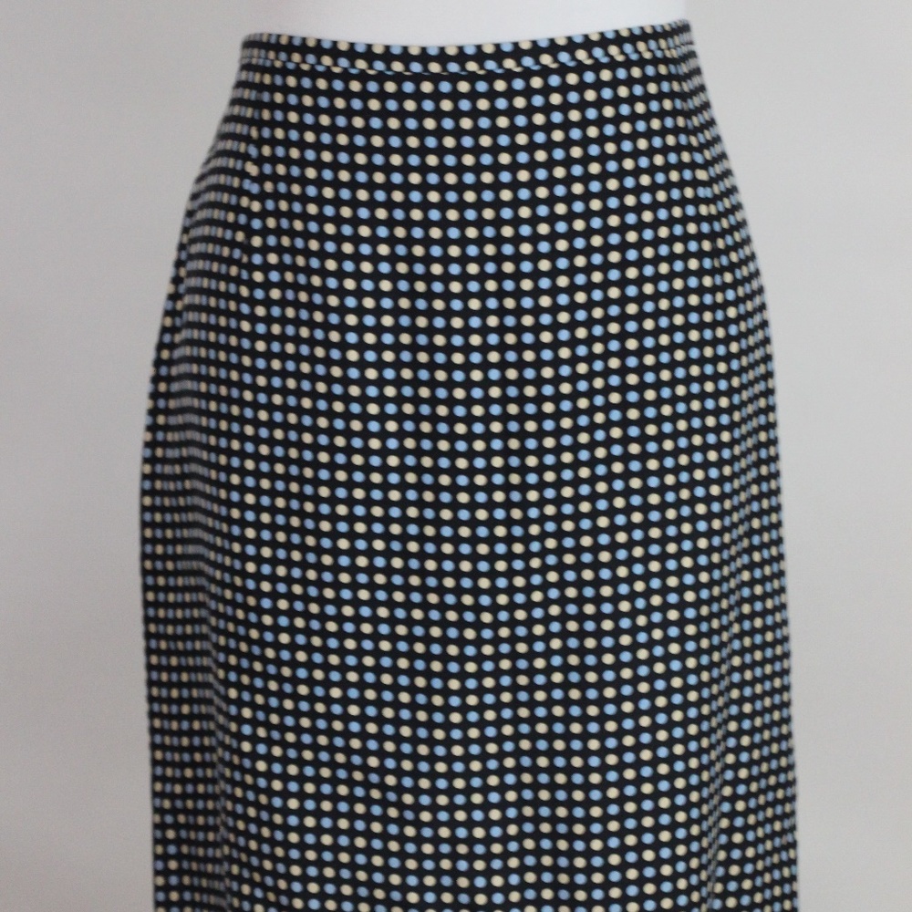 ANN TAYLOR Black, Blue, & Beige Polka Dot Skirt